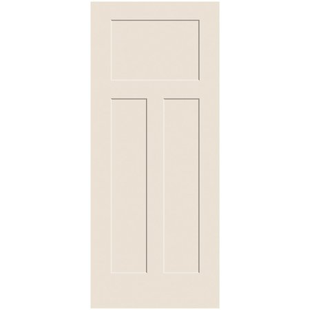 CODEL DOORS 18" x 80" Primed 3-Panel Craftsman III Molded Hollow Core Slab Door 1668MHCCRA